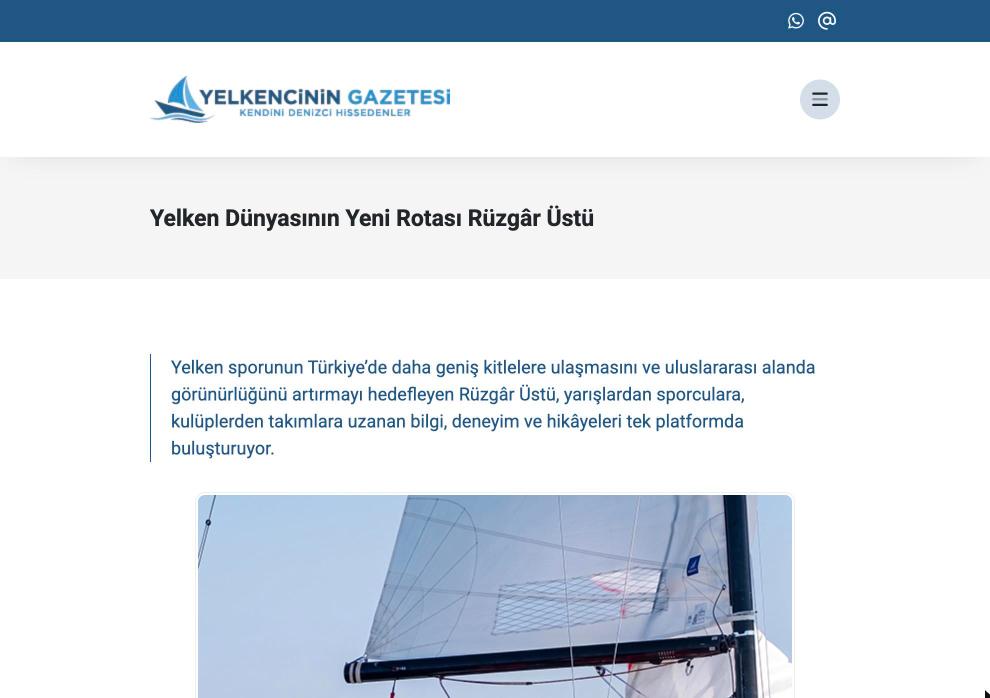 Yelkencinin Gazetesi haberinin sayfa görüntüsü