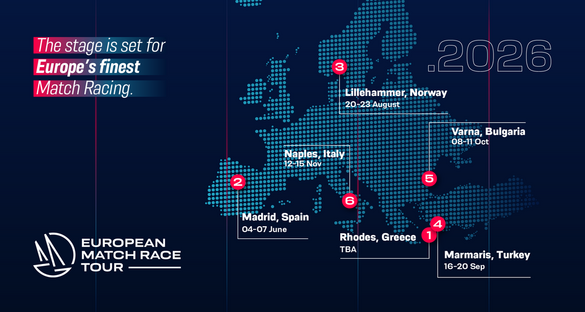 European Match Race Tour 2026 calendar, Marmaris leg marked on the map